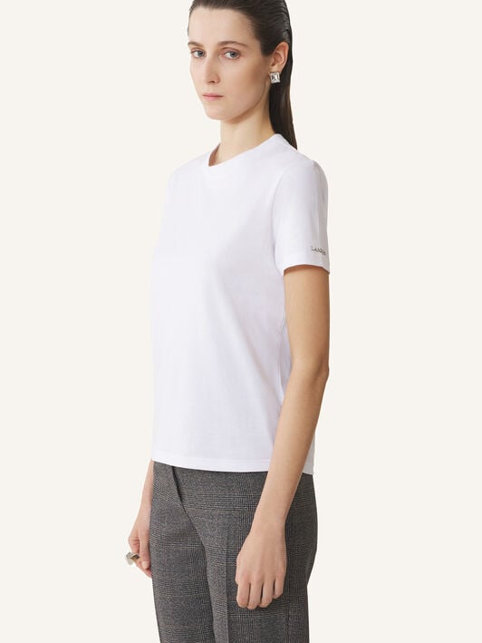 COTTON T-SHIRT WITH RIBBON DETAIL Lanvin COTTON T-SHIRT WITH RIBBON DETAIL Optic White RWTS0024J040H25