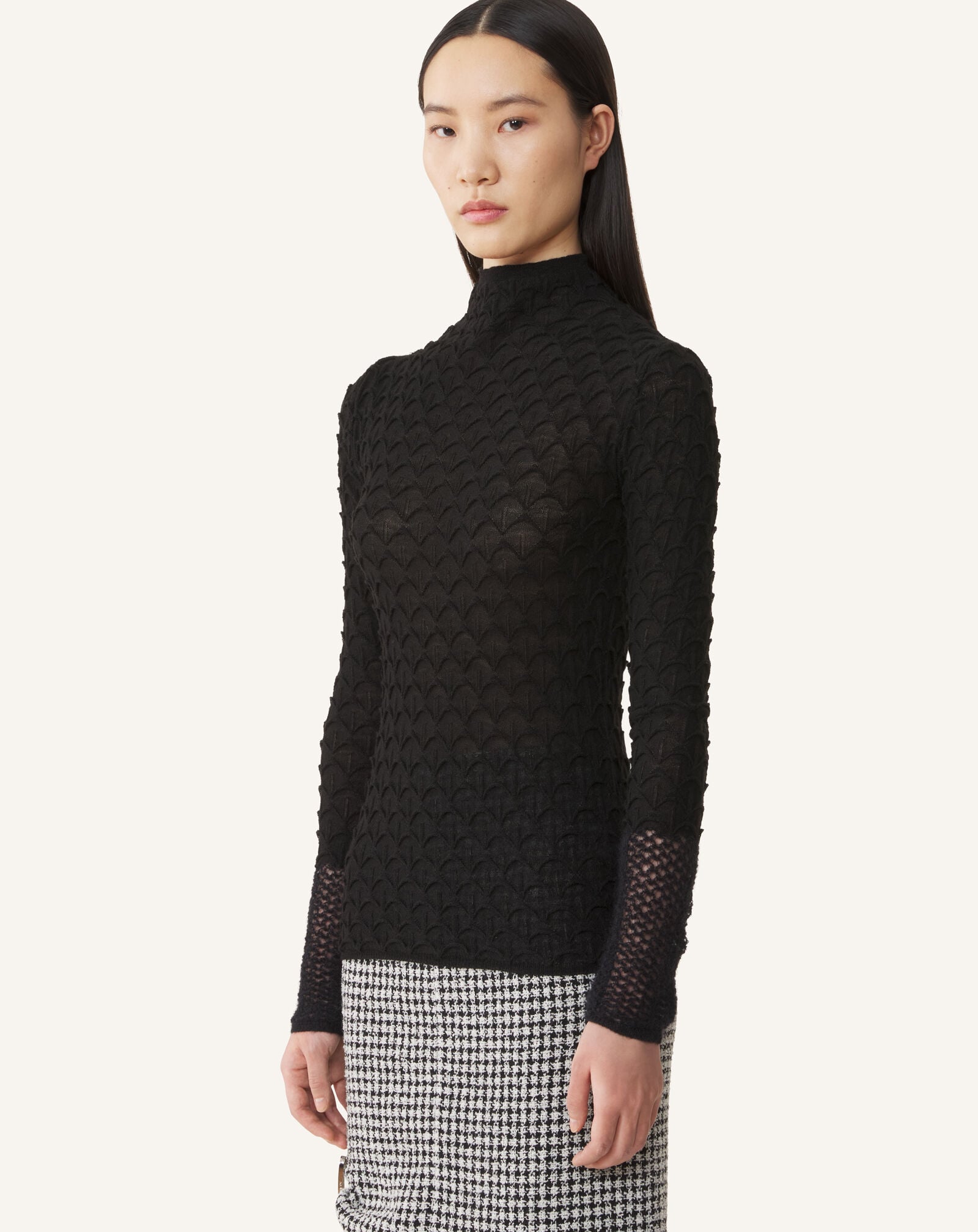 HAUT COL MONTANT EN LAINE ET EN MOHAIR Lanvin HAUT COL MONTANT EN LAINE ET EN MOHAIR Noir RWPO0005K123A26