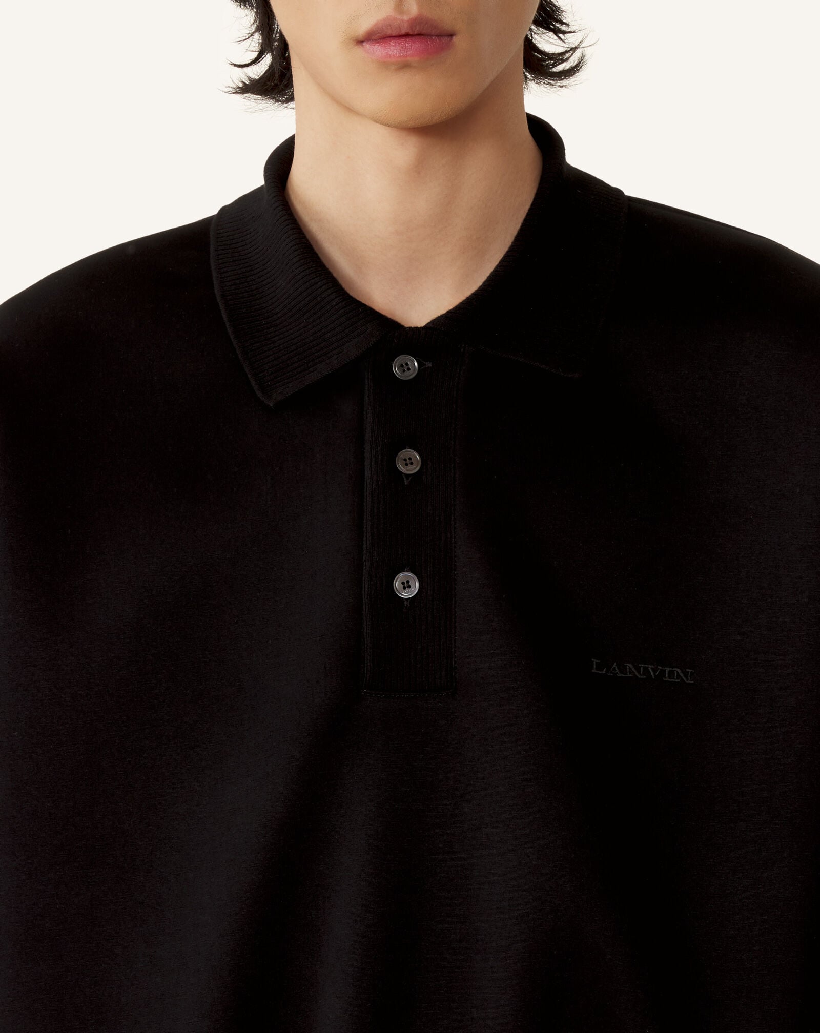 POLO AMPLE EN JERSEY DOUBLE FACE Lanvin POLO AMPLE EN JERSEY DOUBLE FACE Noir/Bleu marine RMPL0051J056E26