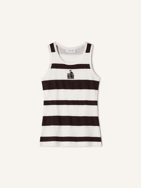 Lanvin GERIPPTES TANKTOP MOTHER AND CHILD AUS BESTICKTEM BAUMWOLLJERSEY Schwarz/Weiß RWTS0067J319E26
