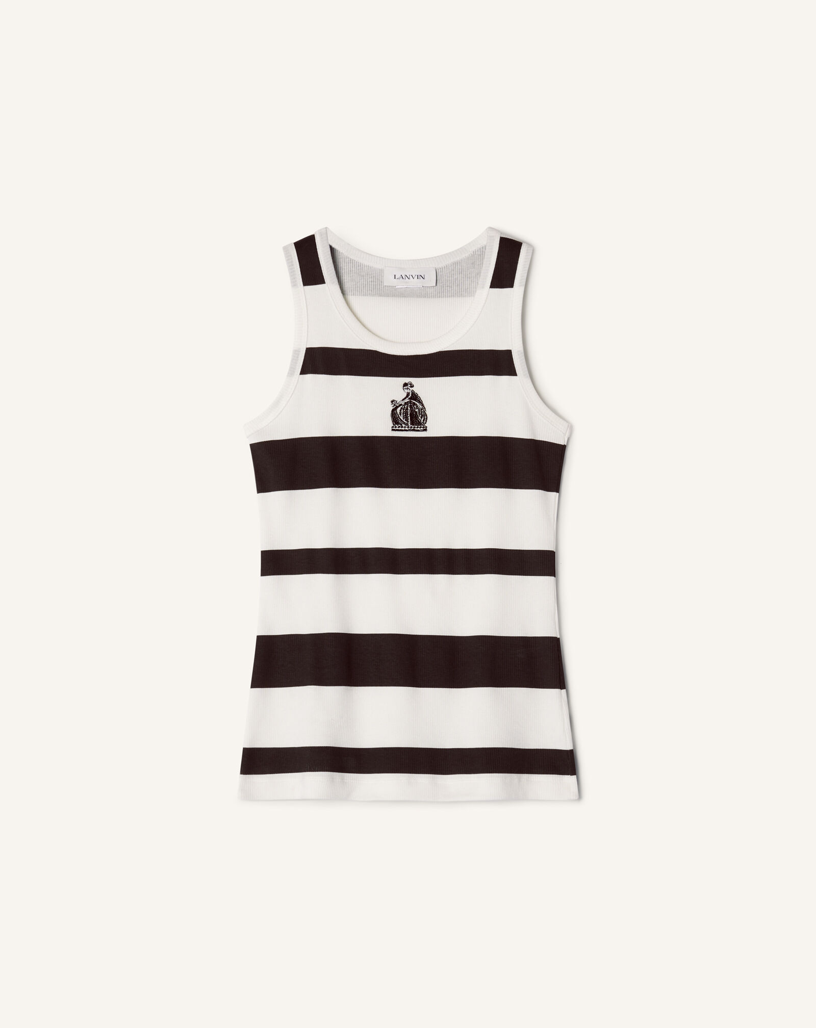 GERIPPTES TANKTOP MOTHER AND CHILD AUS BESTICKTEM BAUMWOLLJERSEY Lanvin GERIPPTES TANKTOP MOTHER AND CHILD AUS BESTICKTEM BAUMWOLLJERSEY Schwarz/Weiß RWTS0067J319E26