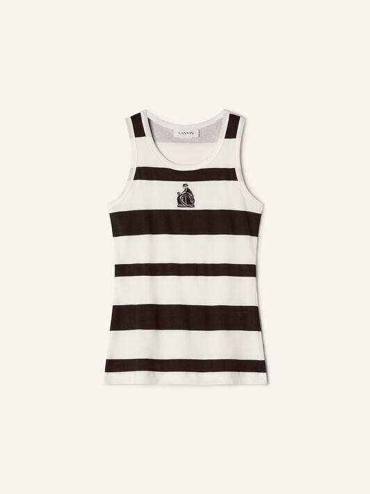 GERIPPTES TANKTOP MOTHER AND CHILD AUS BESTICKTEM BAUMWOLLJERSEY Lanvin GERIPPTES TANKTOP MOTHER AND CHILD AUS BESTICKTEM BAUMWOLLJERSEY Schwarz/Weiß RWTS0067J319E26