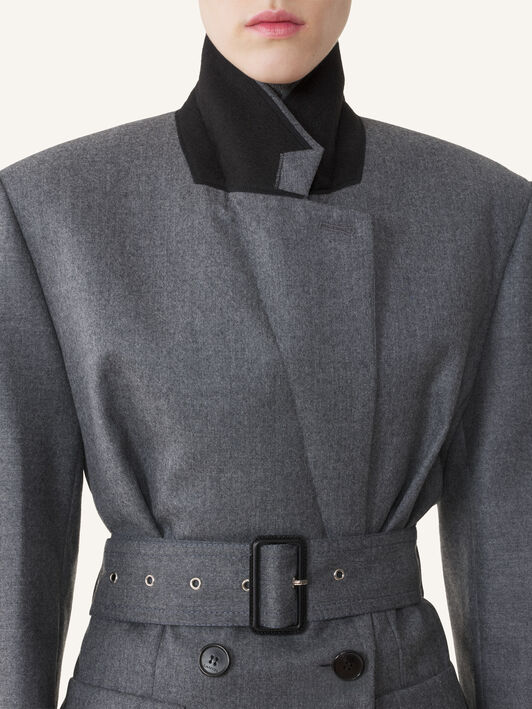 JACKE MIT GÜRTEL AUS WOLLFLANELL Lanvin JACKE MIT GÜRTEL AUS WOLLFLANELL Meliertes Grau RWJA00176383A26