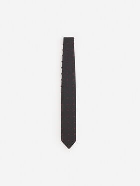 LANVIN WOVEN WOOL TIE WITH MAXI POLKA DOTS Lanvin LANVIN WOVEN WOOL TIE WITH MAXI POLKA DOTS Grey/Burgundy AMSALV0EMADOA24
