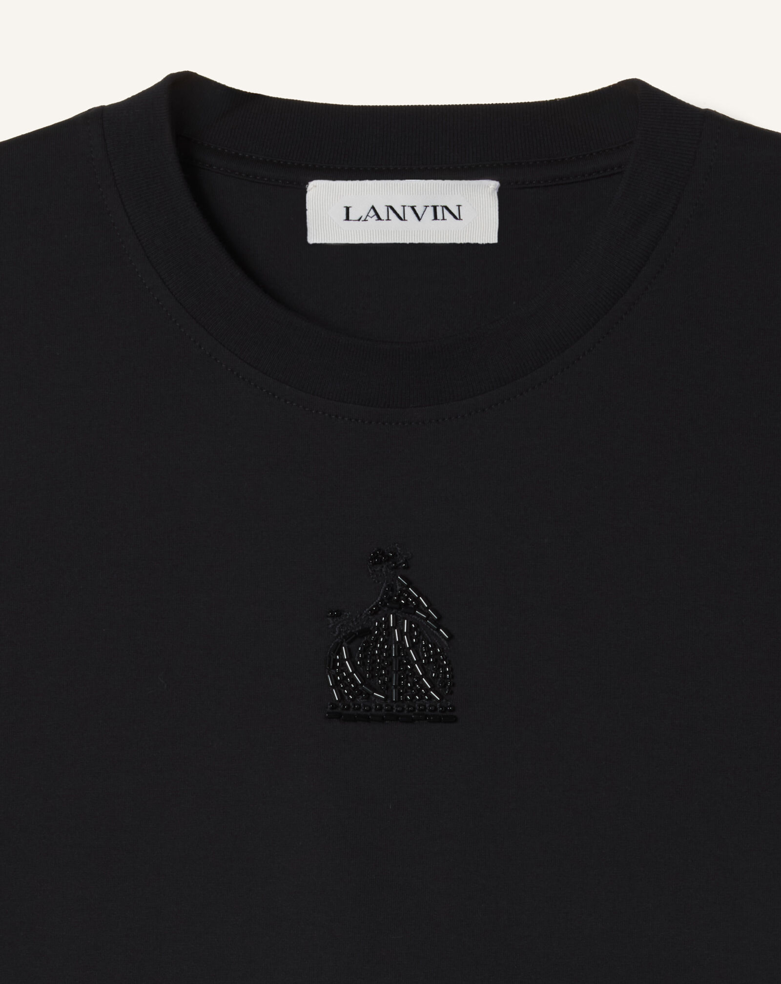 MOTHER AND CHILD EMBROIDERED COTTON JERSEY T-SHIRT in Black | Lanvin®