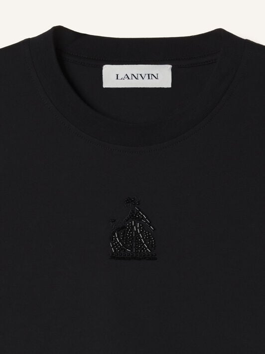 T-SHIRT MOTHER AND CHILD AUS BESTICKTEM BAUMWOLLJERSEY Lanvin T-SHIRT MOTHER AND CHILD AUS BESTICKTEM BAUMWOLLJERSEY Schwarz RMTS0012J320E26