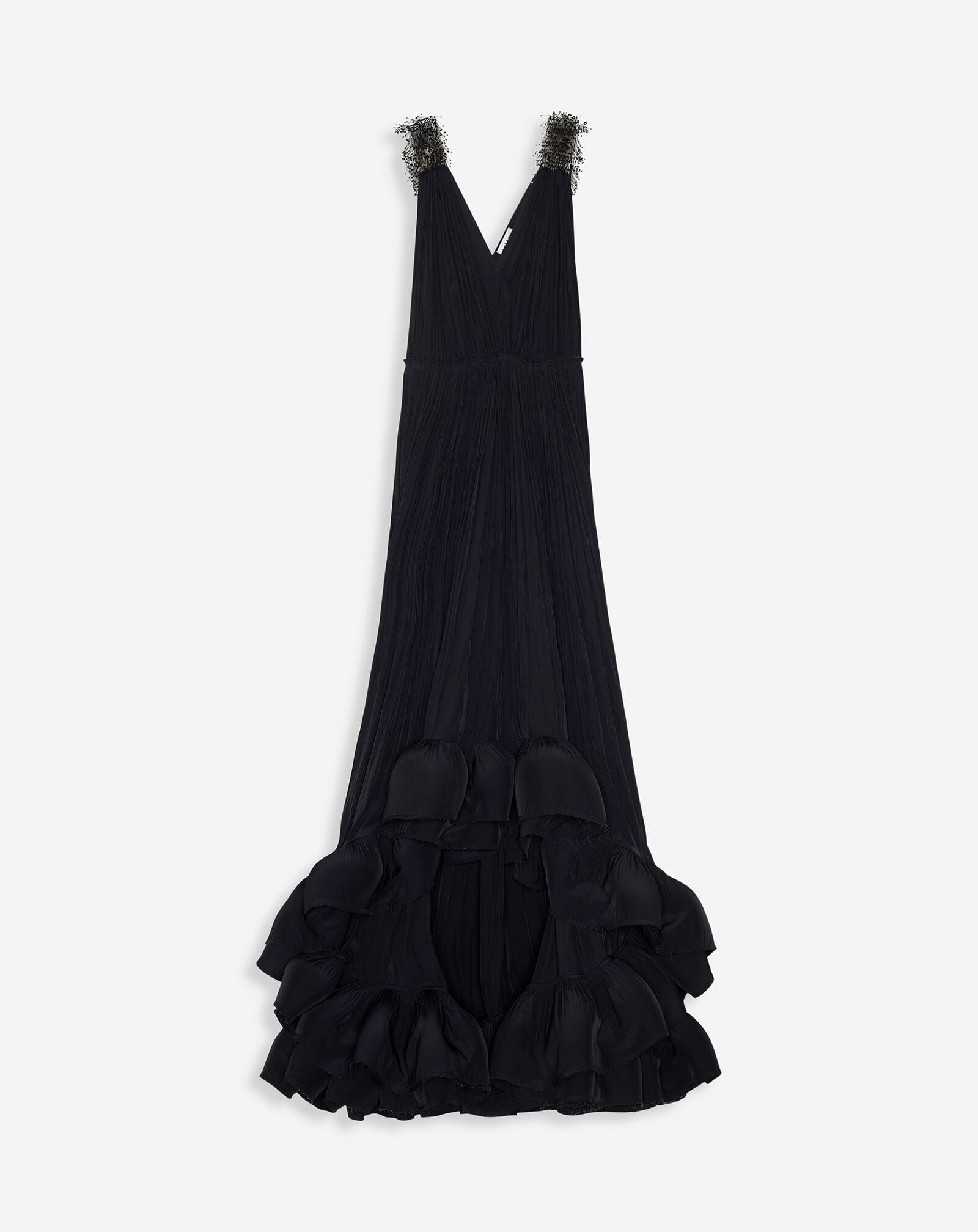 ROBE DU SOIR LONGUE EN CHARMEUSE BRODÉE Lanvin ROBE DU SOIR LONGUE EN CHARMEUSE BRODÉE Noir RWDR90354778A23