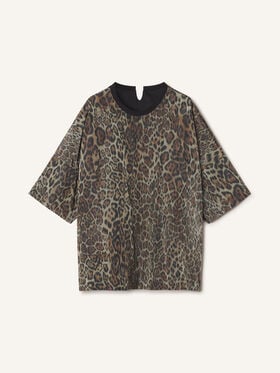 REVERSIBLE PRINTED T-SHIRT IN COTTON AND TAFFETA Lanvin REVERSIBLE PRINTED T-SHIRT IN COTTON AND TAFFETA Black RMTS0068J040A26