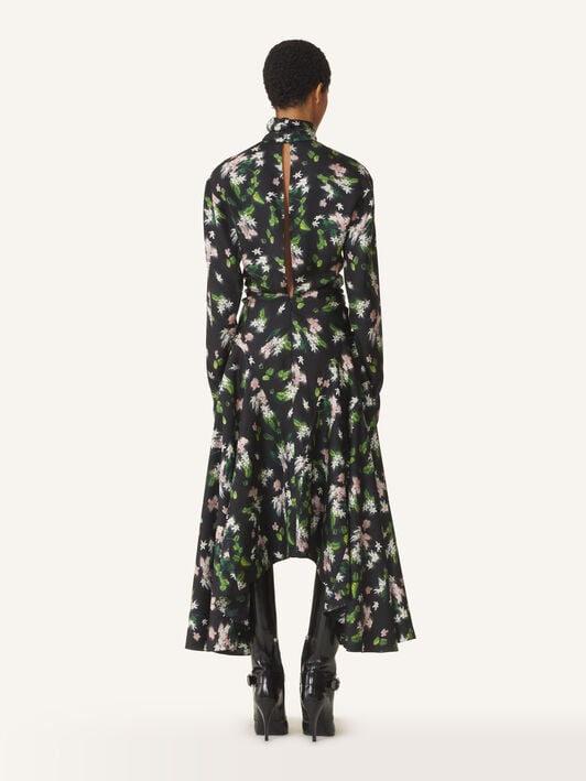 PRINTED DRAPED MIDI DRESS Lanvin PRINTED DRAPED MIDI DRESS Black/Green RWDR00776503H26
