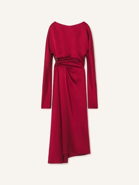 Lanvin ROBE CINTRÉE DÉTAIL BOUTONS EN SATIN Cabernet RWDR00786390H26
