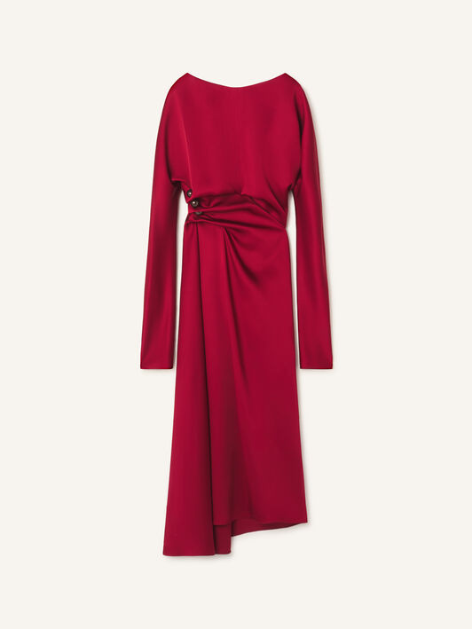 Lanvin BUTTONS DETAIL FITTED WAIST DRESS Cabernet RWDR00786390H26