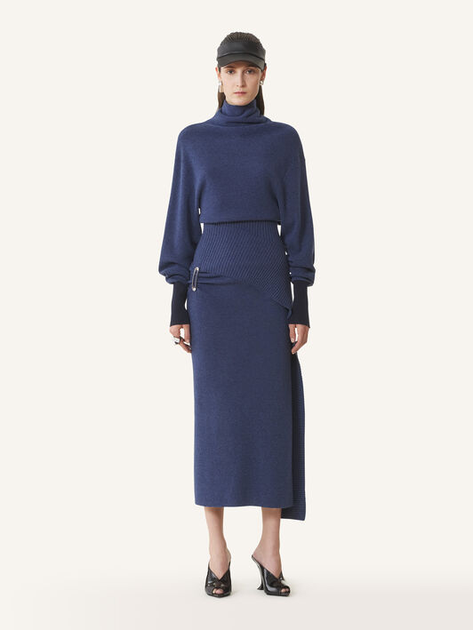 Lanvin ROBE MIDI EN LAINE ET CACHEMIRE Indigo RWDR0040K065H25