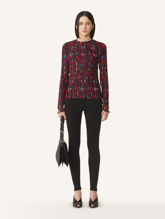 PRINTED CHARMEUSE PLEATED TOP Lanvin PRINTED CHARMEUSE PLEATED TOP Garnet RWTO00066440A26