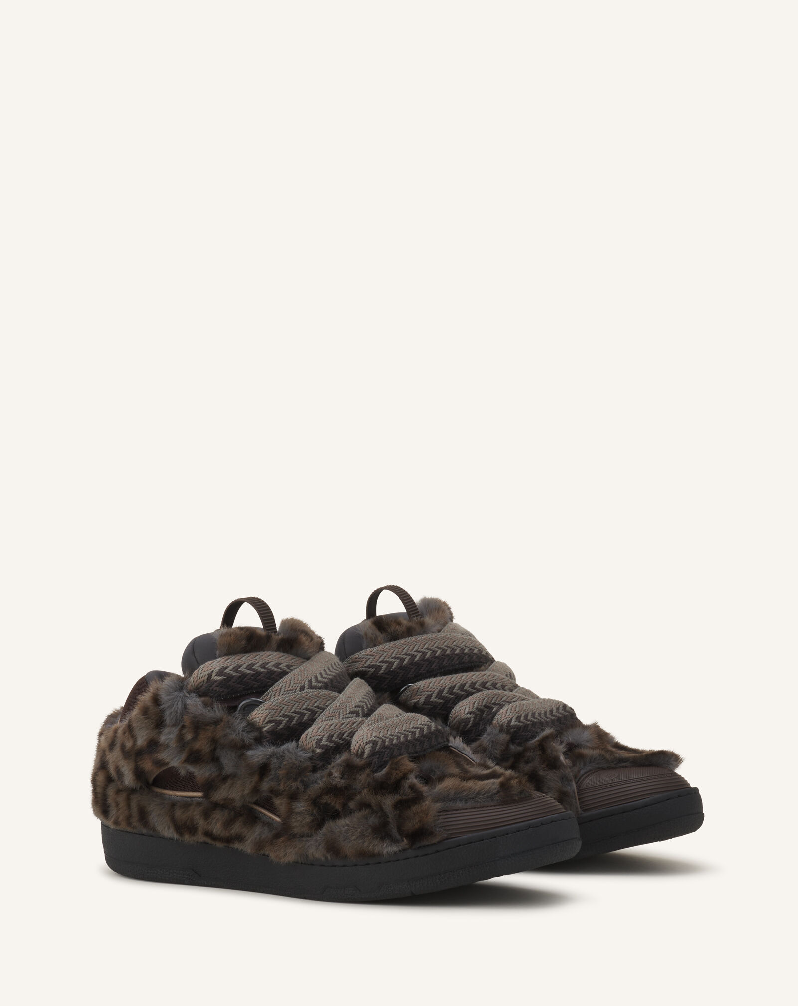 CURB SNEAKERS IN FAUX FUR Lanvin CURB SNEAKERS IN FAUX FUR Grey/Dark Brown FUSKDK12FAFUA26