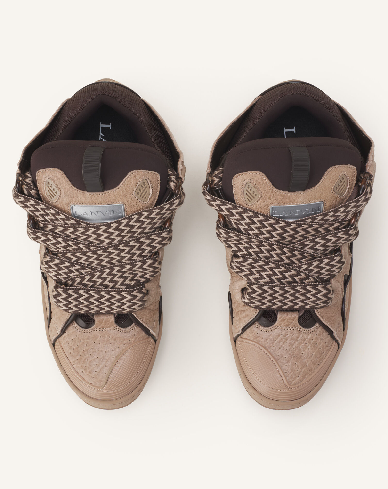 Lanvin SNEAKER CURB AUS LEDER MIT DINO-EFFEKT Beige/Braun FUSKDK12DINOA26