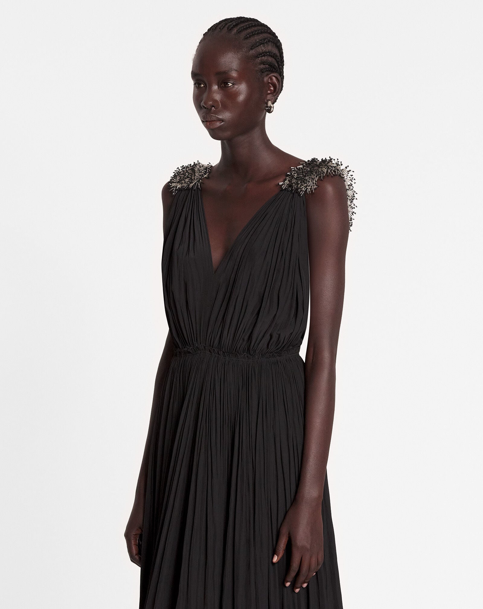 ROBE DU SOIR LONGUE EN CHARMEUSE BRODÉE Lanvin ROBE DU SOIR LONGUE EN CHARMEUSE BRODÉE Noir RWDR90354778A23