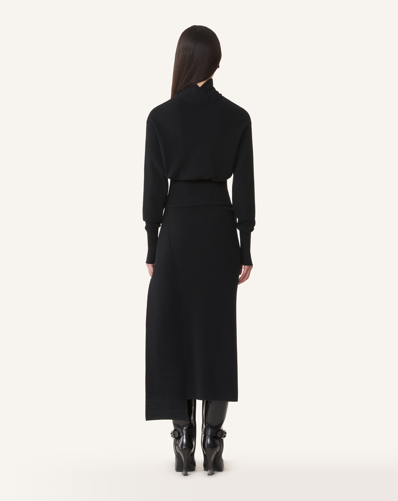 WOOL AND CASHMERE MIDI DRESS in Black | Lanvin®