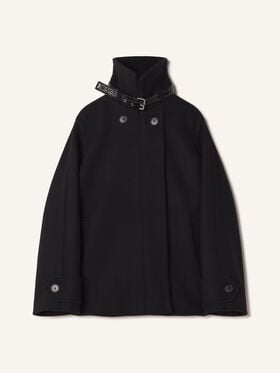 Lanvin MANTEAU COURT COL MONTANT EN LAINE Noir RWCO00224724A26