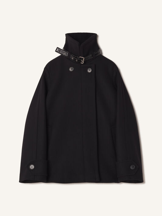 Lanvin HIGH-NECK SHORT COAT Black RWCO00224724A26