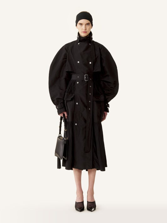 TRENCHCOAT AUS ZWEI MATERIALIEN AUS SEIDENFAILLE UND CHARMEUSE Lanvin TRENCHCOAT AUS ZWEI MATERIALIEN AUS SEIDENFAILLE UND CHARMEUSE Schwarz RWCO01586334E26