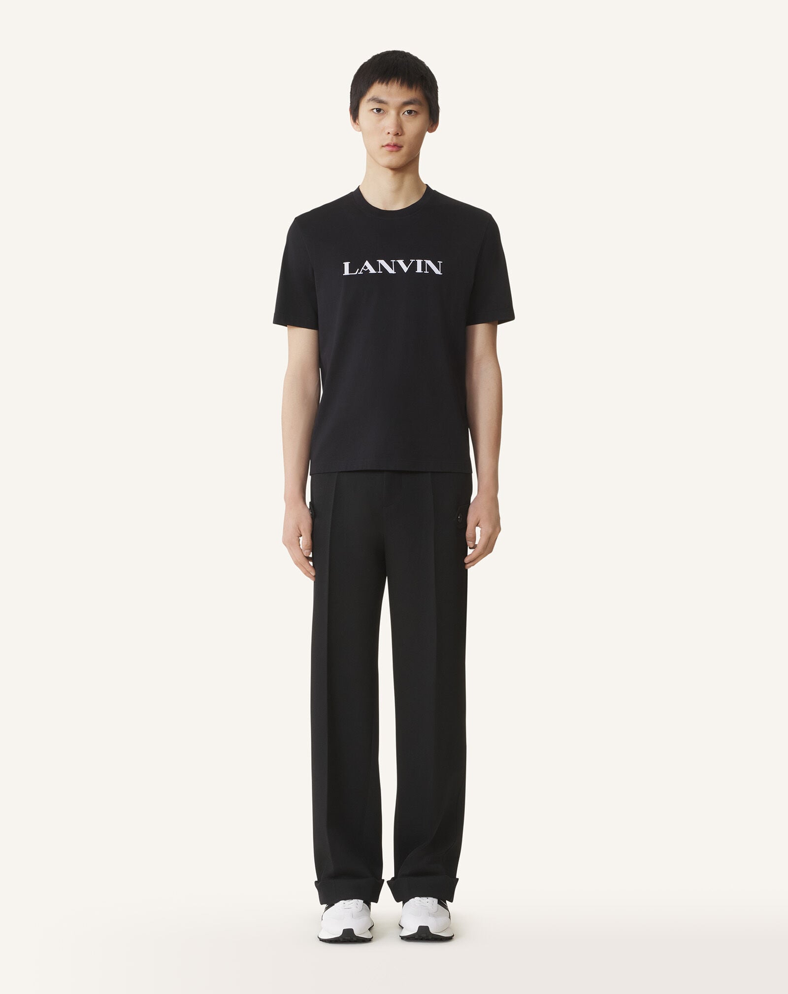 CAMISETA LANVIN DE ALGODÓN BORDADO Lanvin CAMISETA LANVIN DE ALGODÓN BORDADO Negro RMTS0012J300H25