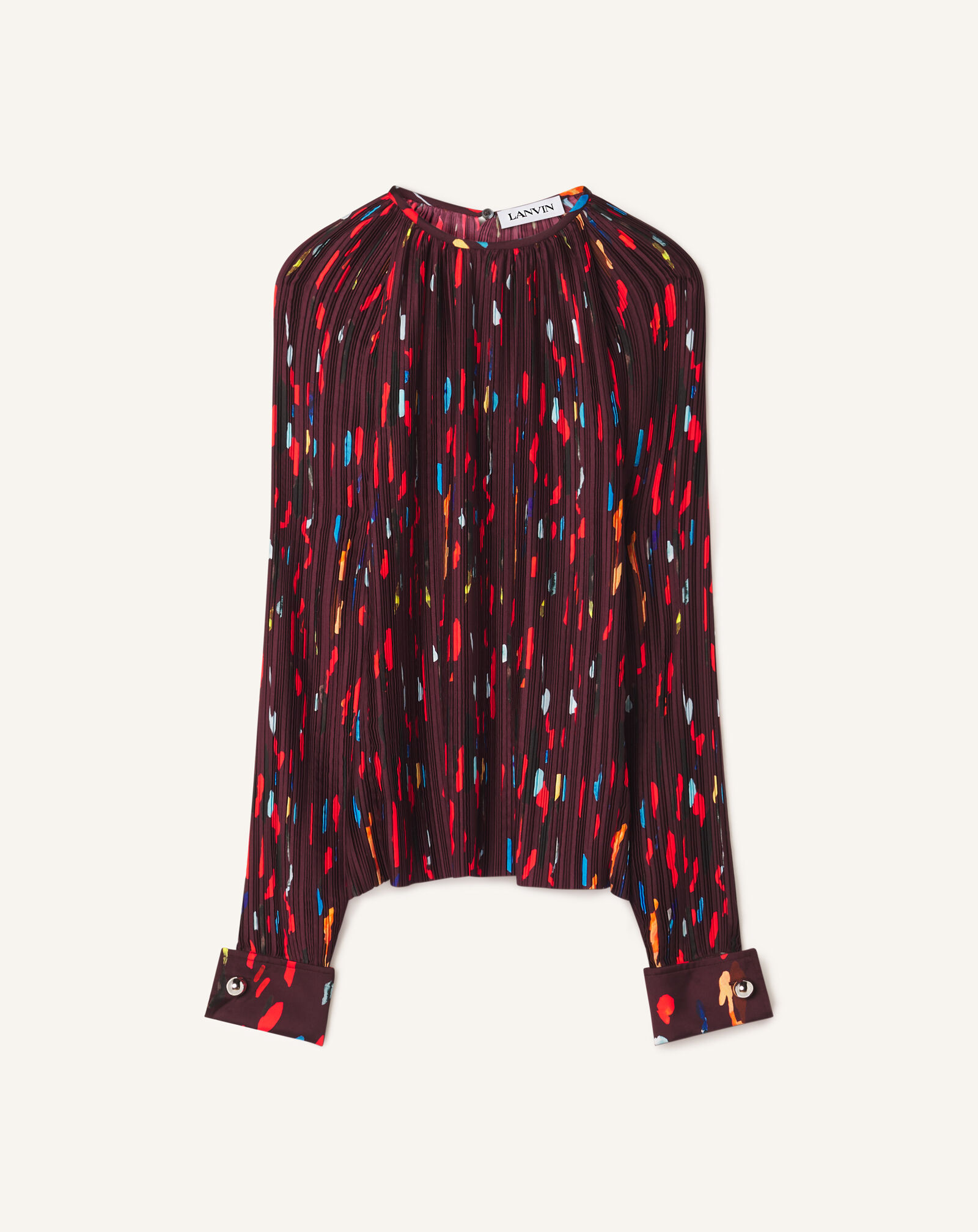 PRINTED CHARMEUSE PLEATED TOP Lanvin PRINTED CHARMEUSE PLEATED TOP Garnet RWTO00066440A26