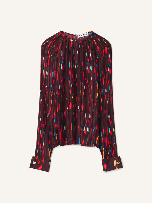 PRINTED CHARMEUSE PLEATED TOP Lanvin PRINTED CHARMEUSE PLEATED TOP Garnet RWTO00066440A26