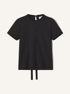 Lanvin T-SHIRT AUS BAUMWOLLE MIT BANDDETAIL Schwarz RWTS0024J040H25