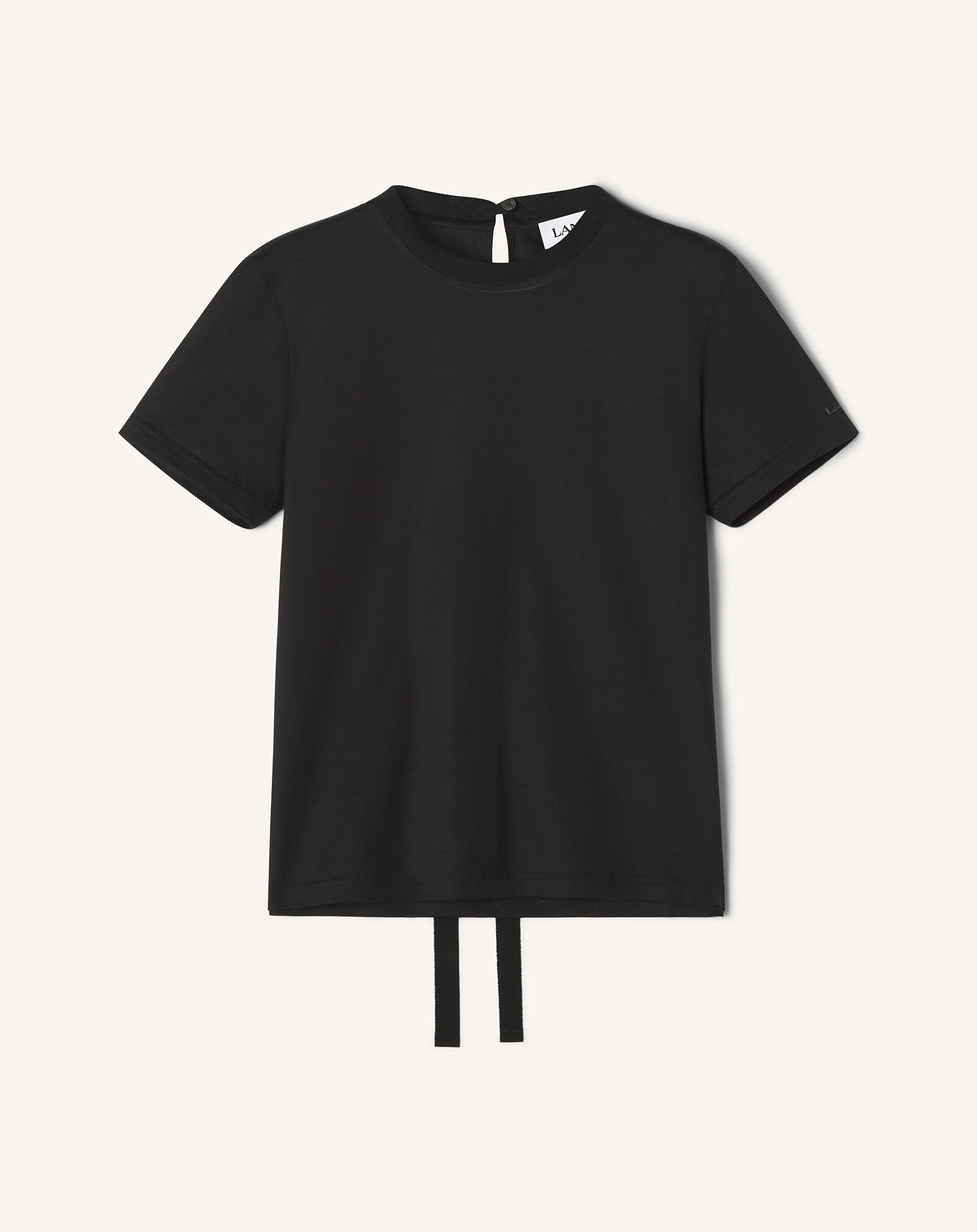 COTTON T-SHIRT WITH RIBBON DETAIL Lanvin COTTON T-SHIRT WITH RIBBON DETAIL Black RWTS0024J040H25