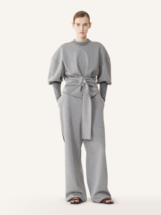 SWEAT CEINTURÉ EN JERSEY DOUBLE FACE Lanvin SWEAT CEINTURÉ EN JERSEY DOUBLE FACE Gris clair/Noir RWSS0007J056A26
