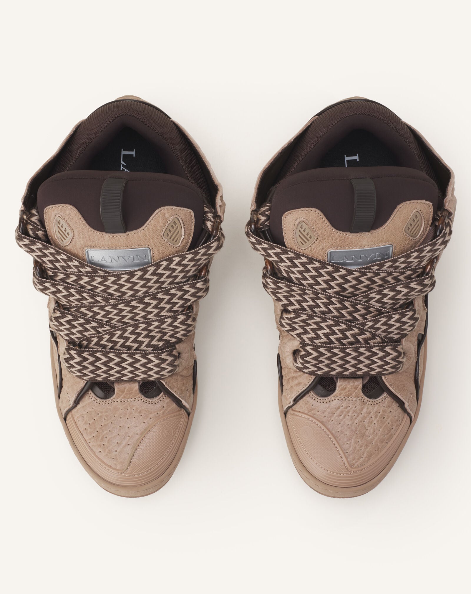 Lanvin SNEAKERS CURB EN CUIR EFFET DINO Beige/Marron FUSKDK12DINOA26