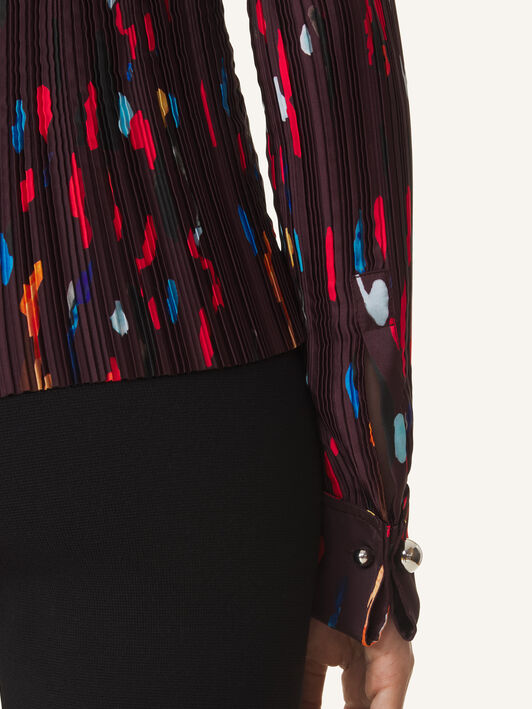 PRINTED CHARMEUSE PLEATED TOP Lanvin PRINTED CHARMEUSE PLEATED TOP Garnet RWTO00066440A26