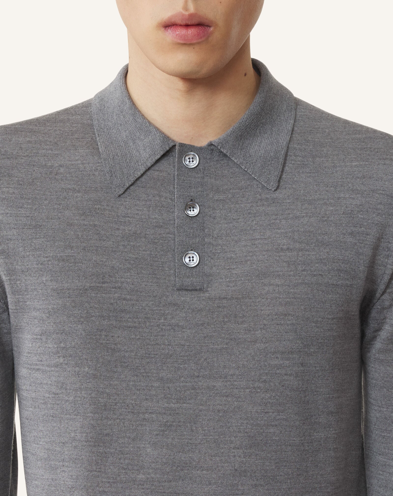 Lanvin POLO NECK LONG-SLEEVE JUMPER Ash RMPL0012K099A26