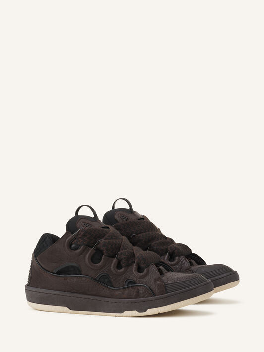 Lanvin SNEAKERS CURB EN CUIR EFFET DINO Noir/Ebene FUSKDK12DINOA26