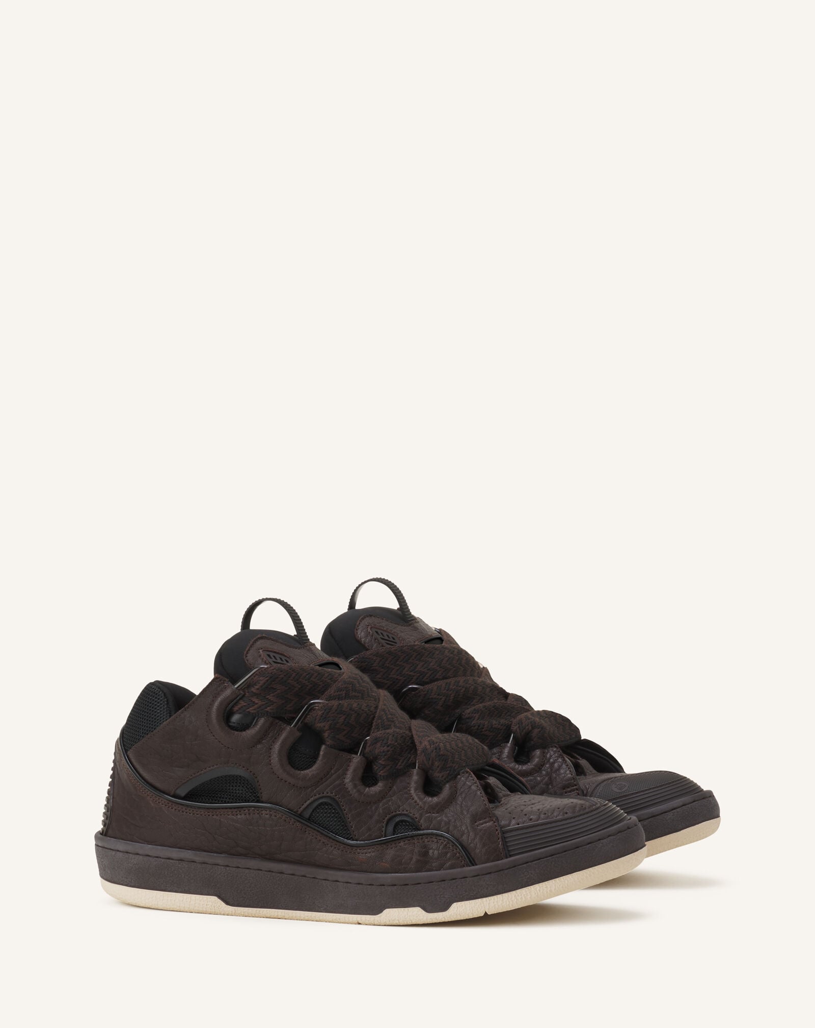 Lanvin SNEAKERS CURB EN CUIR EFFET DINO Noir/Ebene FUSKDK12DINOA26