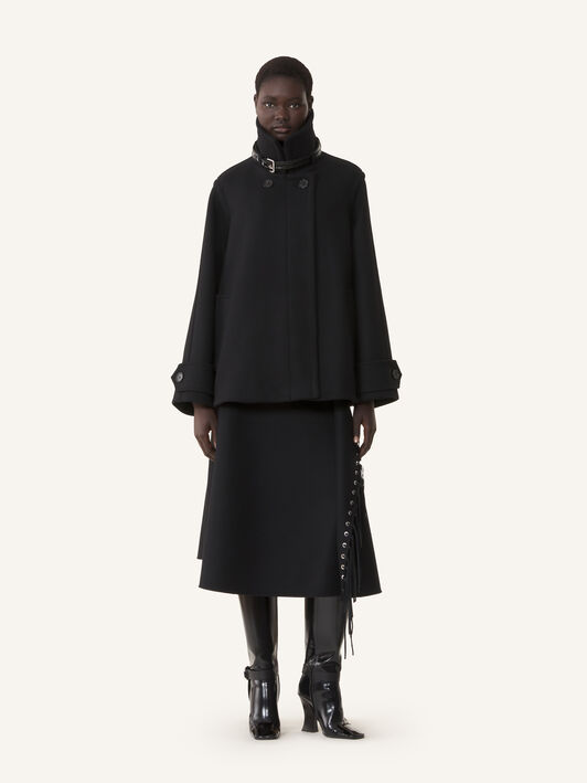 Lanvin HIGH-NECK SHORT COAT Black RWCO00224724A26
