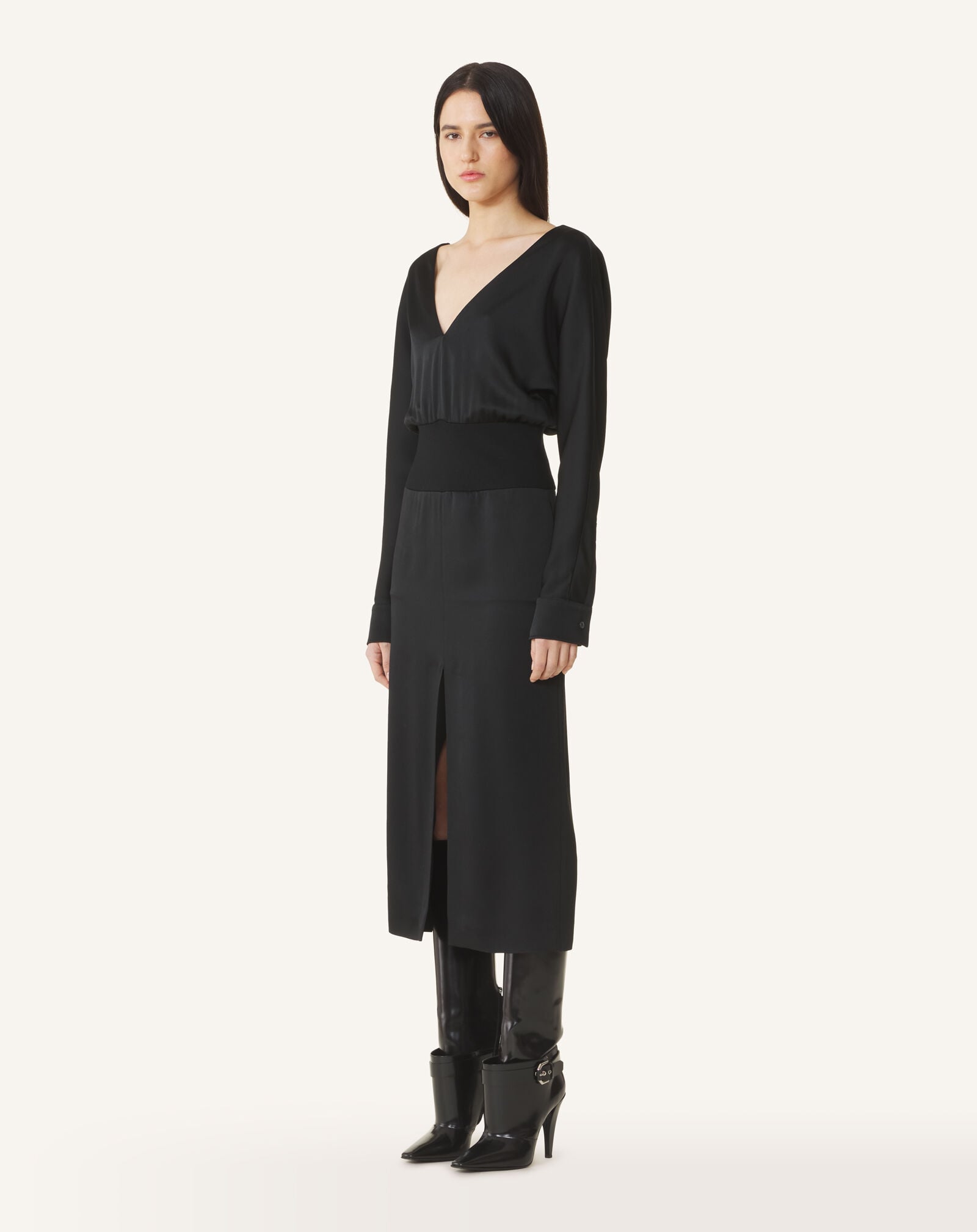 FITTED WAIST V-NECK DRESS Lanvin FITTED WAIST V-NECK DRESS Black RWDR00726390H26