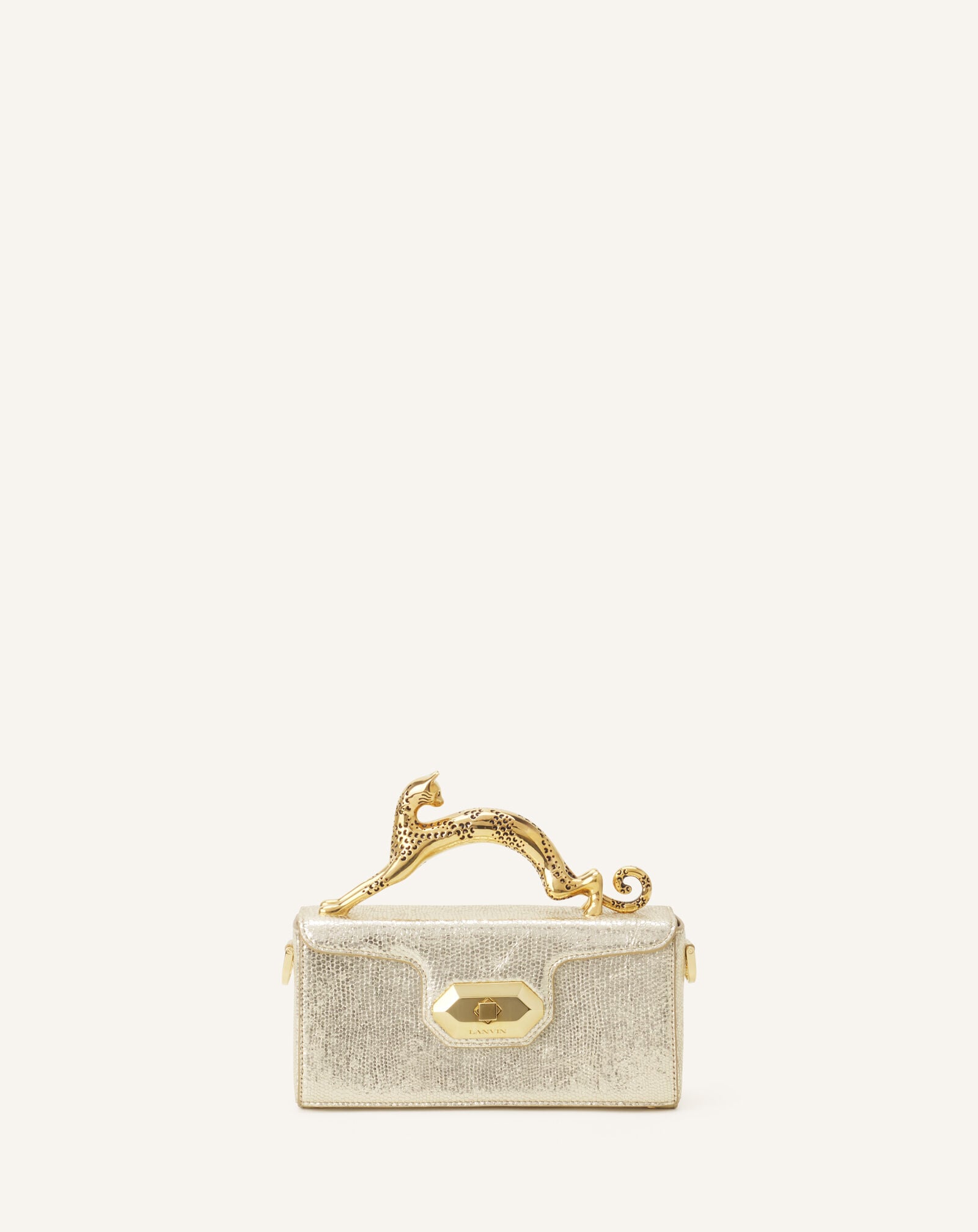 PENCIL CAT NANO BAG IN CRACKLED METALLIC LEATHER Lanvin PENCIL CAT NANO BAG IN CRACKLED METALLIC LEATHER Gold LWBGBR04MCCAA26