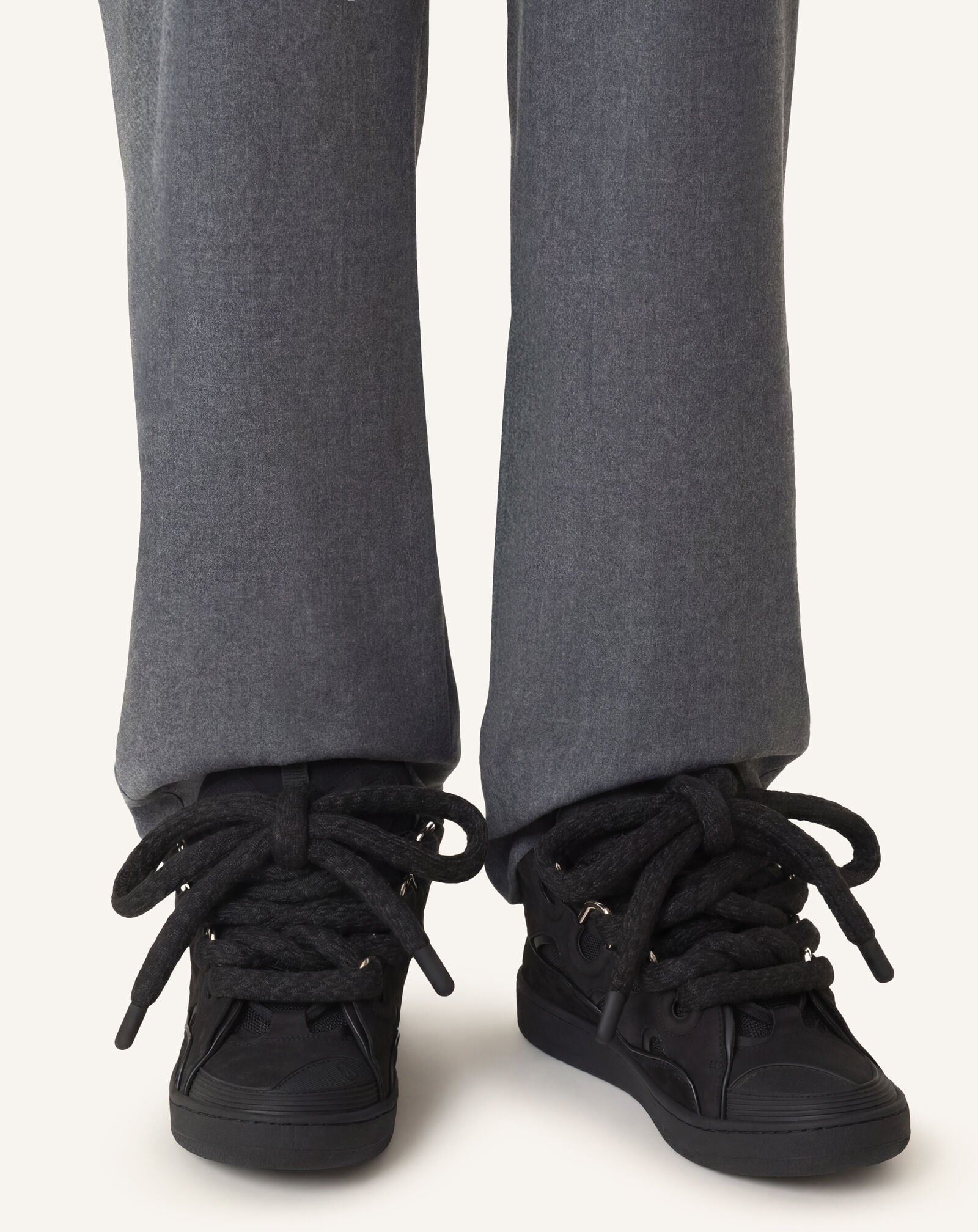 CURB SNAKE SNEAKERS IN LEATHER in Black | Lanvin®