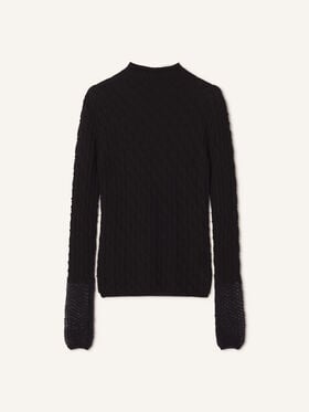 TOP MIT STEHKRAGEN AUS WOLLE UND MOHAIR Lanvin TOP MIT STEHKRAGEN AUS WOLLE UND MOHAIR Schwarz RWPO0005K123A26