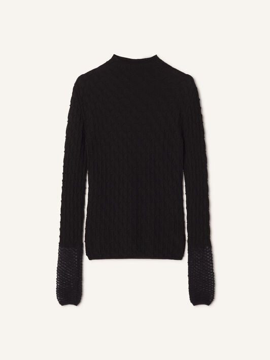 TOP DE CUELLO ALTO DE LANA Y MOHAIR Lanvin TOP DE CUELLO ALTO DE LANA Y MOHAIR Negro RWPO0005K123A26