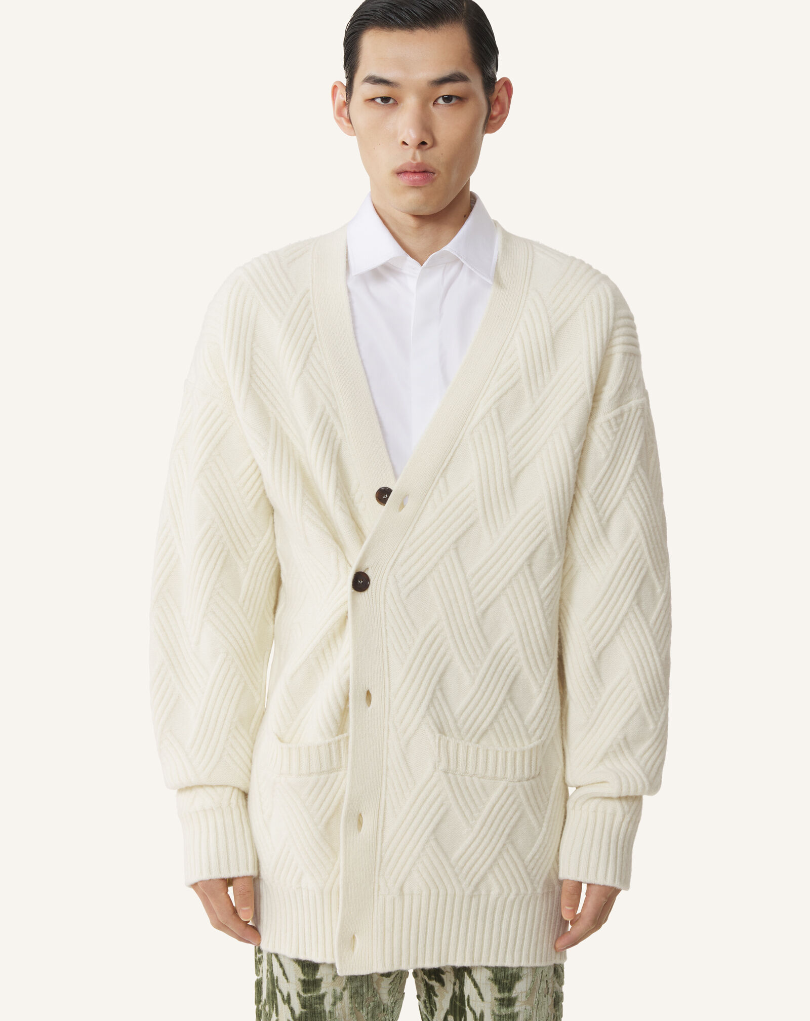 WEITER CARDIGAN AUS GEZOPFTER WOLLE Lanvin WEITER CARDIGAN AUS GEZOPFTER WOLLE Wolkengrau RMCA0004K066A26