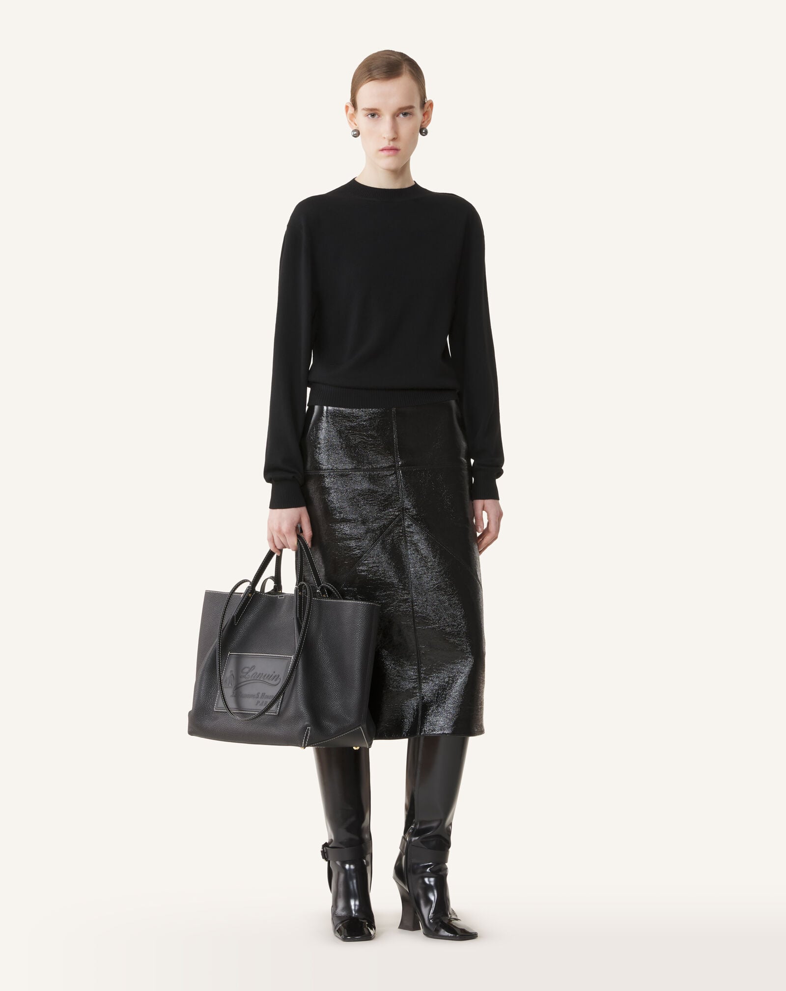 PULL DÉTAIL GROS GRAIN EN MÉRINOS Lanvin PULL DÉTAIL GROS GRAIN EN MÉRINOS Noir RWPO0010K101A26