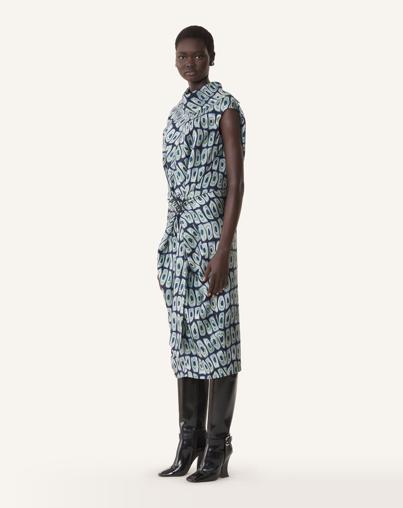 PRINTED SLEEVELESS FITTED DRESS Lanvin PRINTED SLEEVELESS FITTED DRESS Haze/Sage RWDR00096426A26