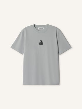 Lanvin T-SHIRT MOTHER AND CHILD IN JERSEY DI COTONE RICAMATO Grigio RMTS0012J320E26