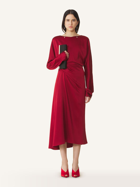 Lanvin BUTTONS DETAIL FITTED WAIST DRESS Cabernet RWDR00786390H26