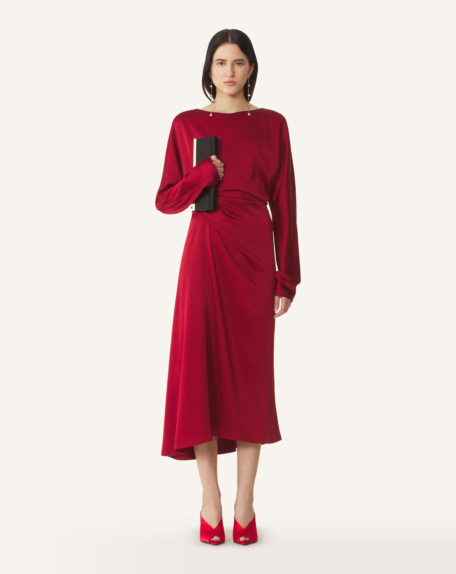 Lanvin BUTTONS DETAIL FITTED WAIST DRESS Cabernet RWDR00786390H26