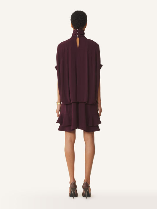 Lanvin RUFFLE SHORT DRESS Aubergine RWDR00686483H26