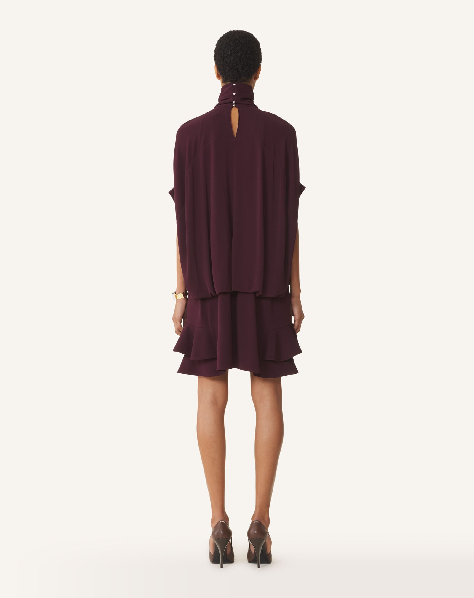Lanvin RUFFLE SHORT DRESS Aubergine RWDR00686483H26