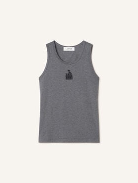 Lanvin TANKTOP MOTHER AND DAUGHTER AUS BESTICKTEM JERSEY Dunkelgrau meliert RWTS0067J060A26
